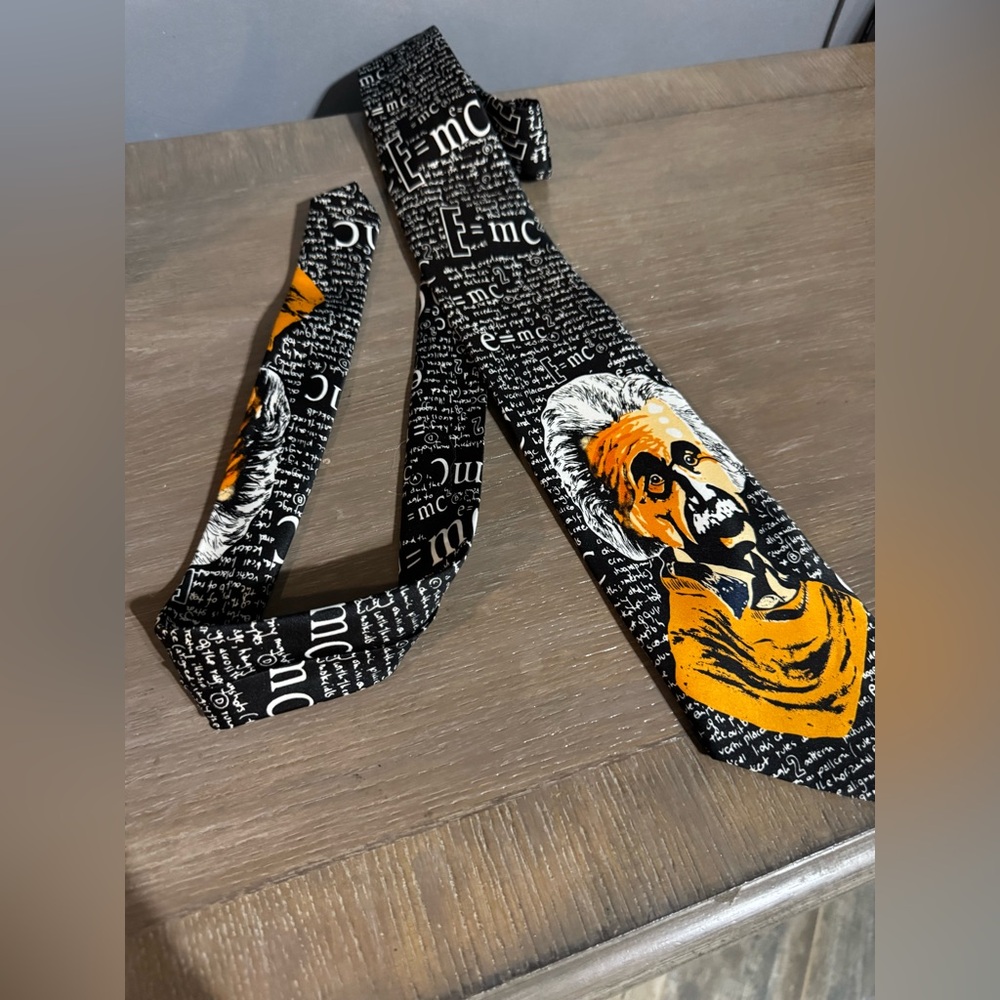 Men’s silk necktie Albert Einstein e=mc2 science gift teacher